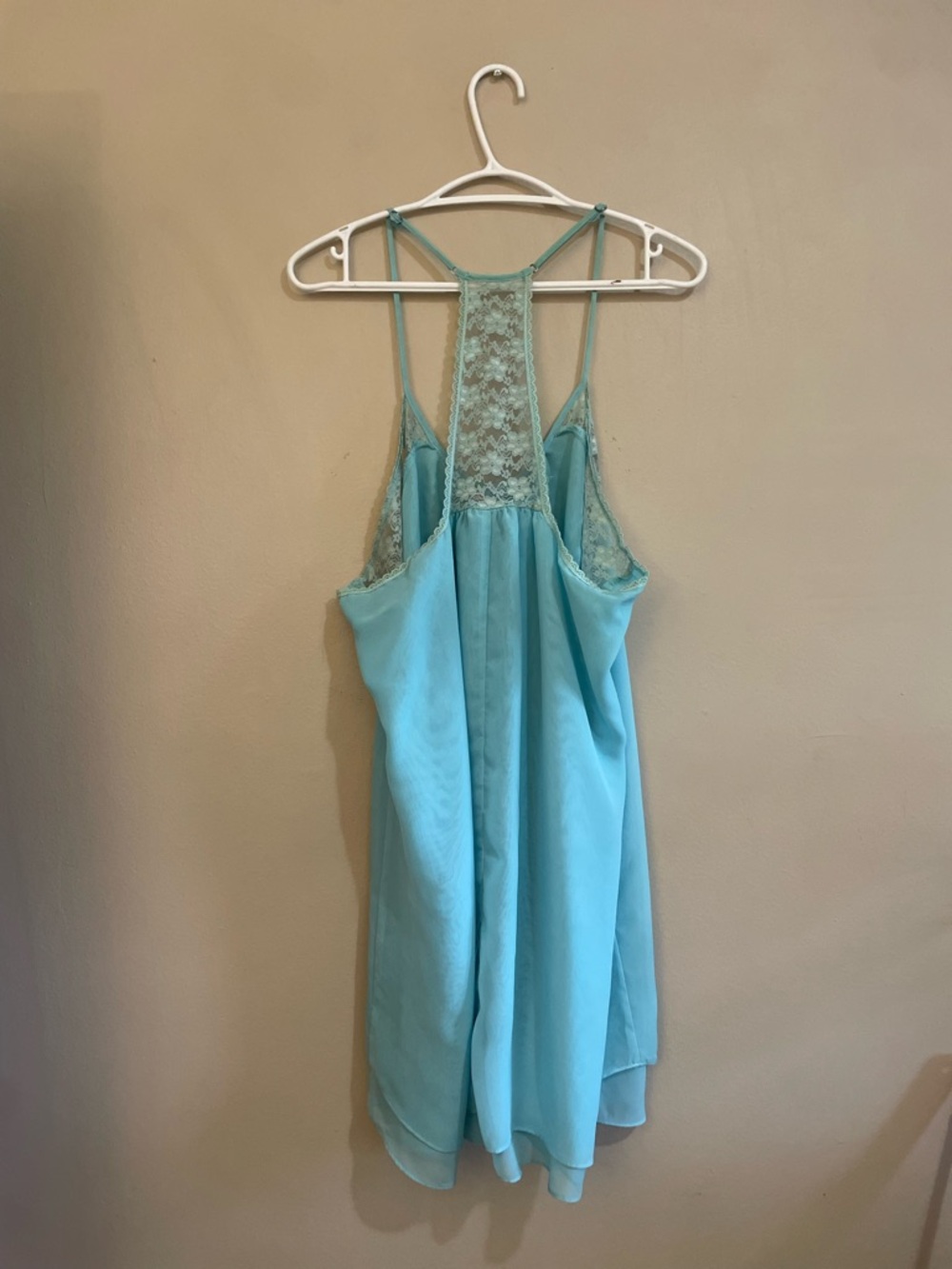 4/$20➡️ La Vie En Rose Aqua Blue Lace-Back Chemise – Size XL Fair *Flaw - Picture 10 of 15